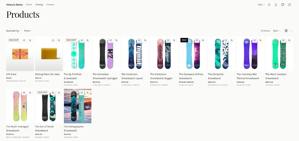 Veloura Shopify Theme screen