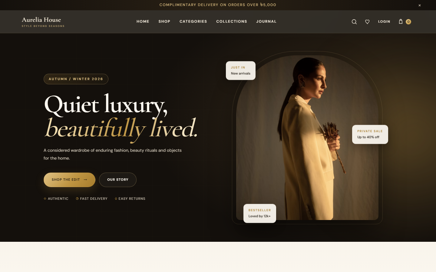 Aurelia House homepage