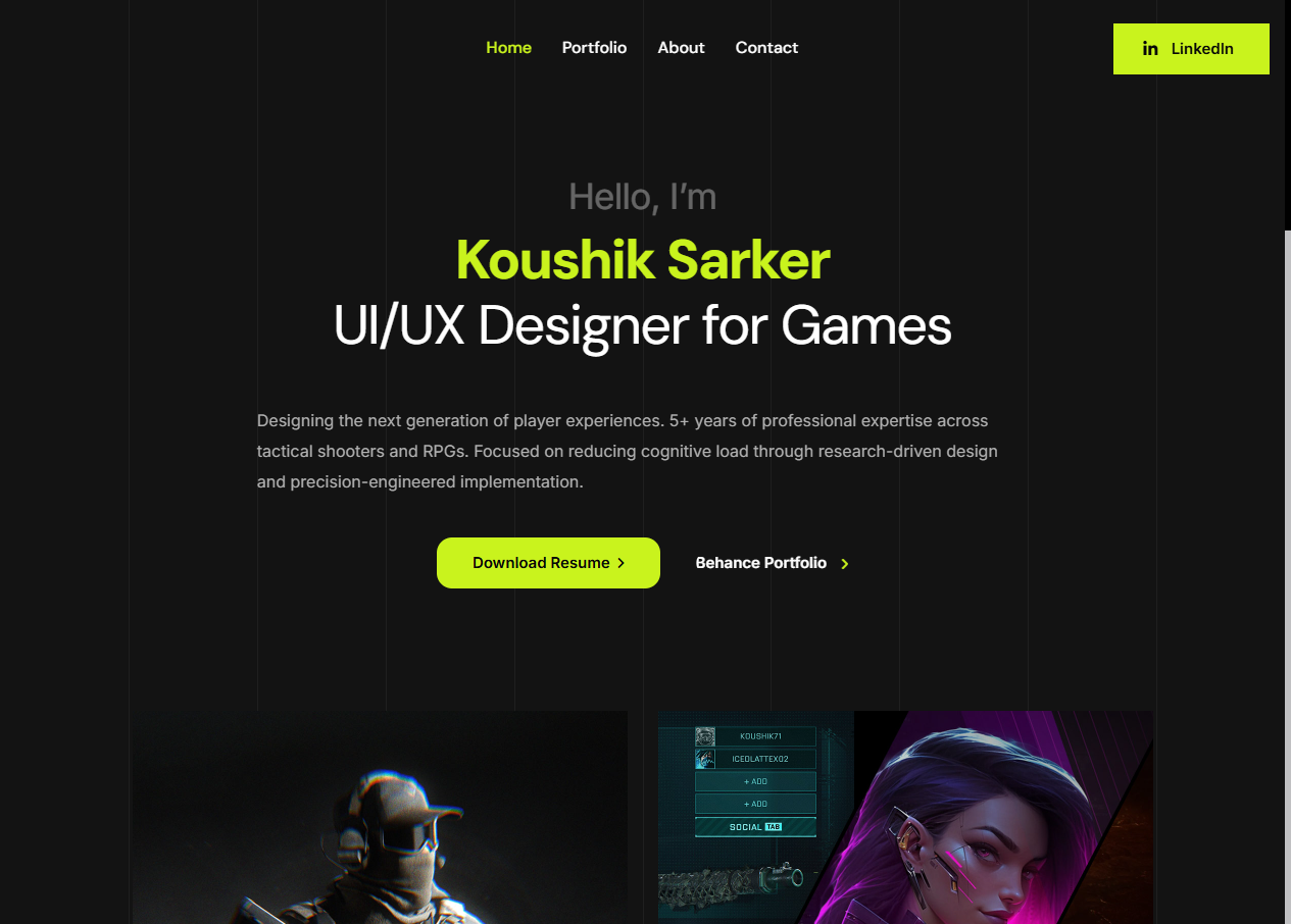 Koushik Folio homepage